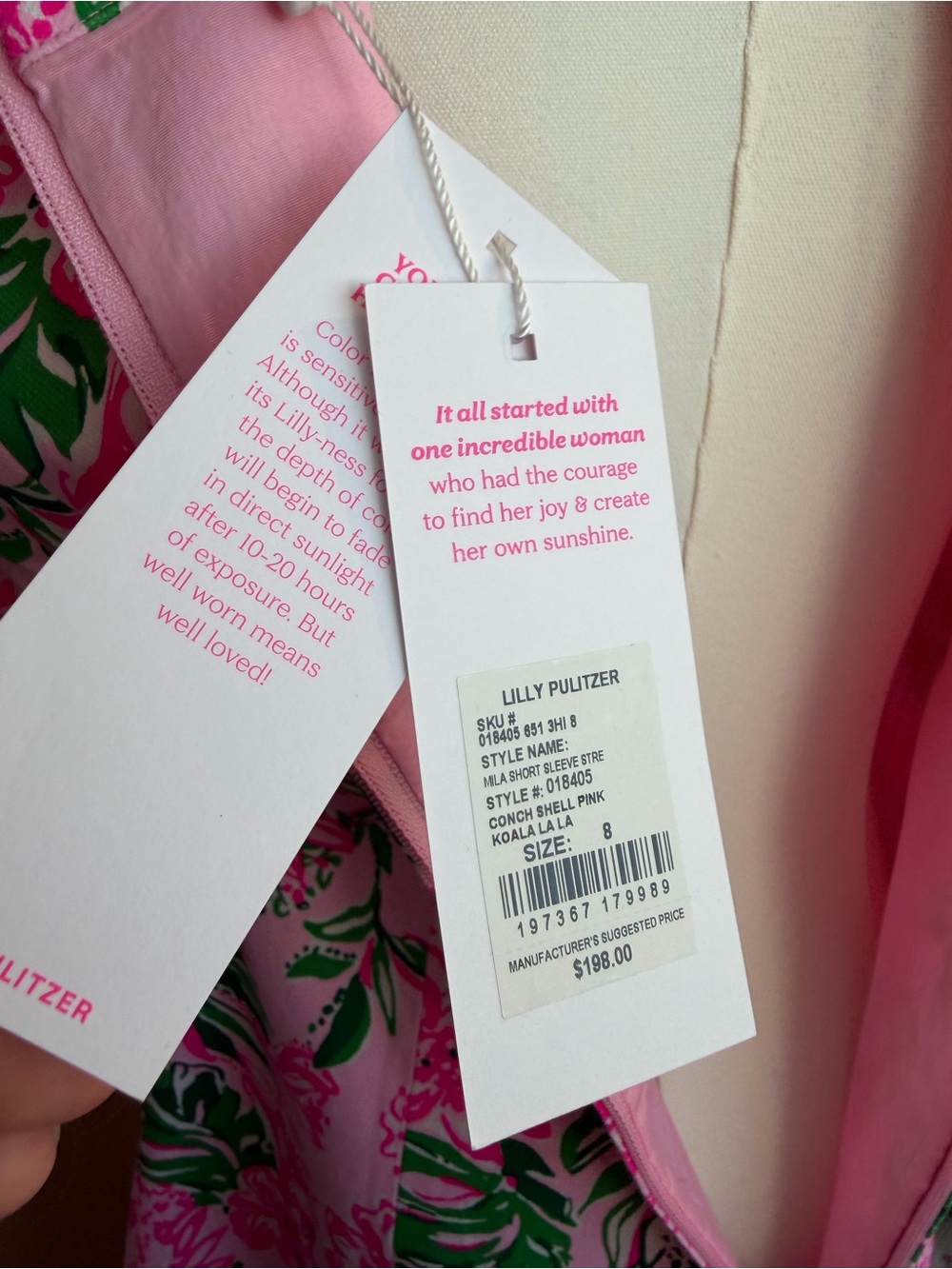 L Lilly Pulitzer Mila Short Sleeve Shift Dress Size 8 in CONCH SHELL PINK - Picture 8 of 10